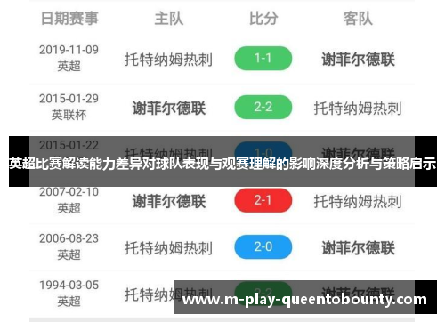 英超比赛解读能力差异对球队表现与观赛理解的影响深度分析与策略启示
